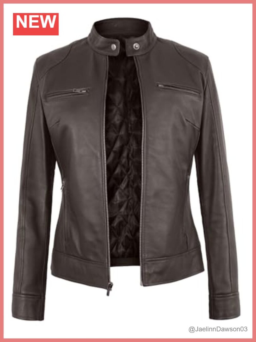 Women's Real Lambskin Leather Jacket Cafe Racer Moto Biker